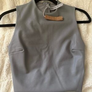 SKIMS gray faux leather Sleeveless Tank Top